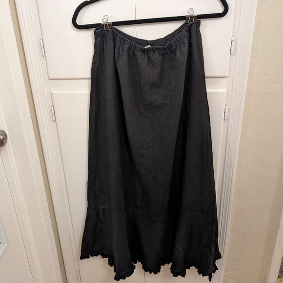 90s/ early 2000s black /linen midi/maxi skirt - Picture 6 of 7
